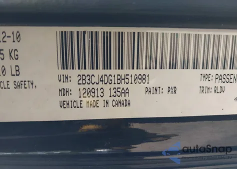 2011 Dodge Challenger z USA, uszkodzony, nr VIN 2B3CJ4DG1BH510981